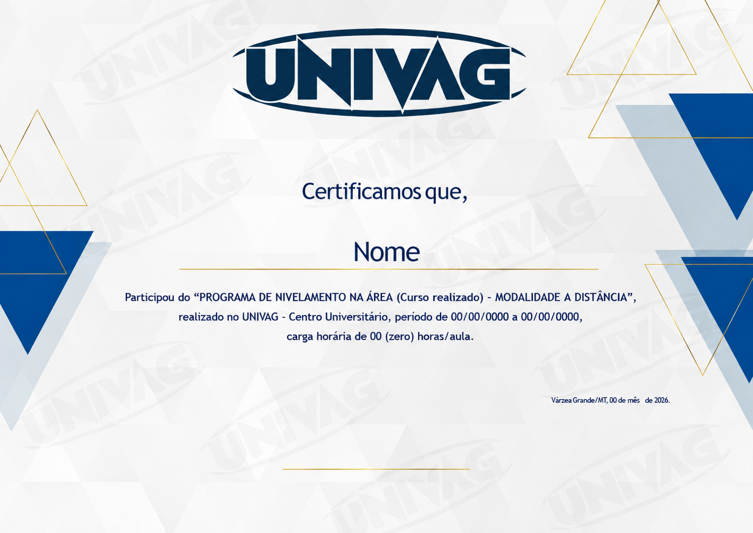 Certificado – Nivelamento em Matemática